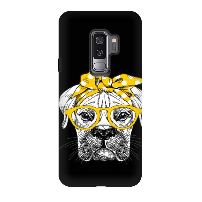 Galaxy S9 plus StrongFit cute dog with glasses by haroulita
