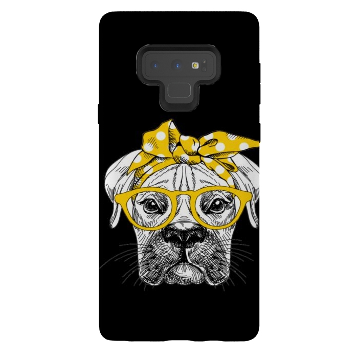 Galaxy Note 9 StrongFit cute dog with glasses by haroulita