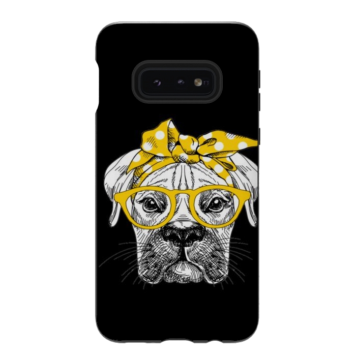 Galaxy S10e StrongFit cute dog with glasses by haroulita