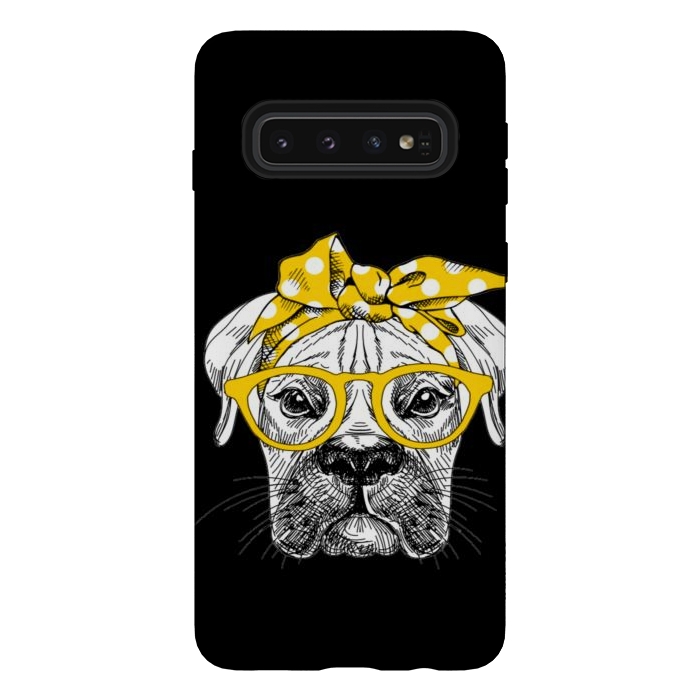 Galaxy S10 StrongFit cute dog with glasses by haroulita