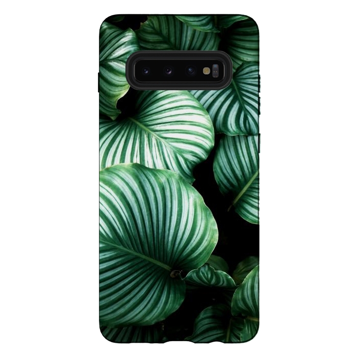 Galaxy S10 plus StrongFit tropical leaves by haroulita