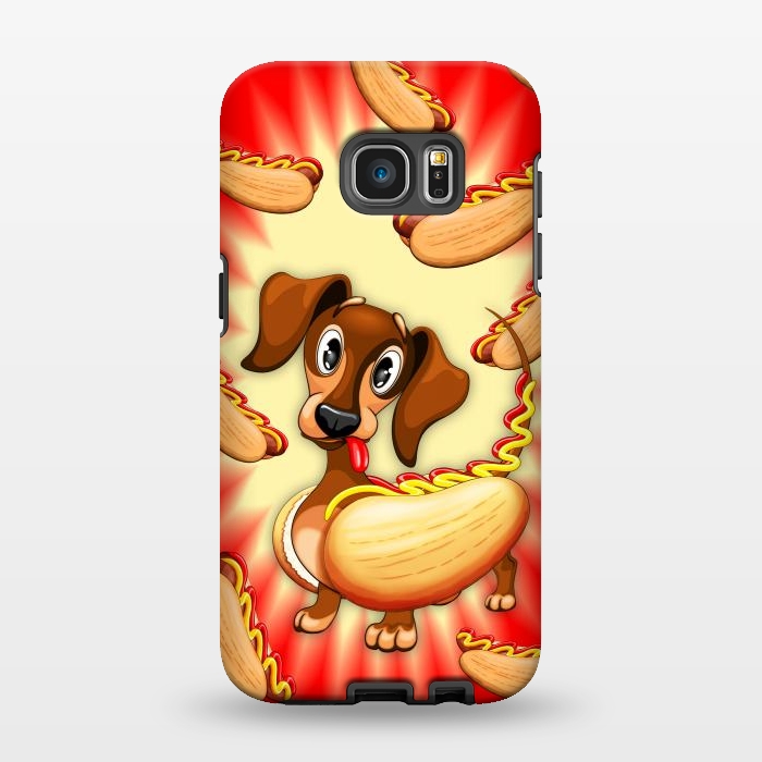 Galaxy S7 EDGE StrongFit Dachshund Hot Dog Cute and Funny Character by BluedarkArt