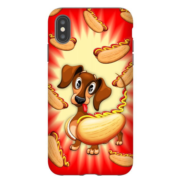 iPhone Xs Max StrongFit Dachshund Hot Dog Cute and Funny Character by BluedarkArt
