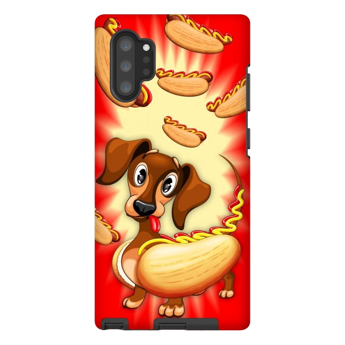 Galaxy Note 10 plus StrongFit Dachshund Hot Dog Cute and Funny Character by BluedarkArt