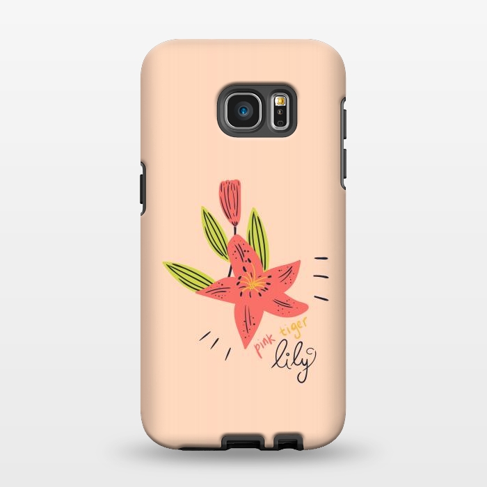 Galaxy S7 EDGE StrongFit pink tiger lily flowers by Lovi Dianti