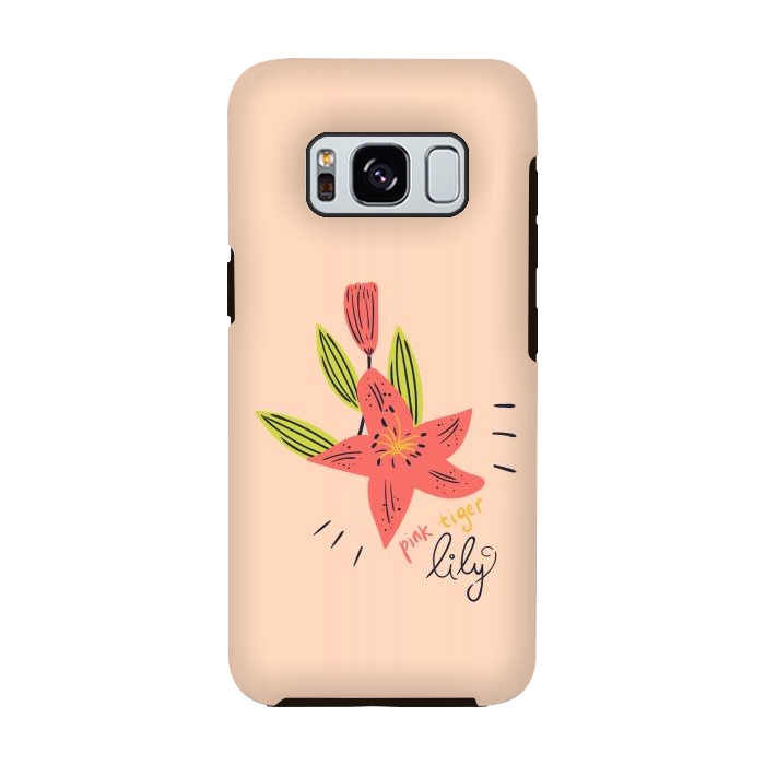 Galaxy S8 StrongFit pink tiger lily flowers by Lovi Dianti