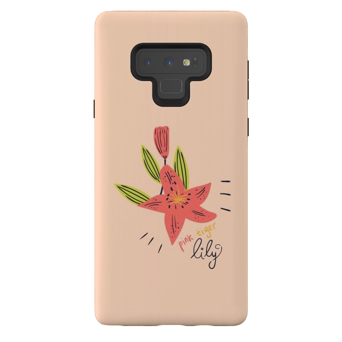 Galaxy Note 9 StrongFit pink tiger lily flowers by Lovi Dianti
