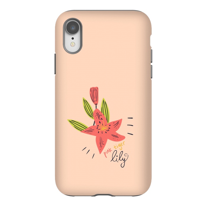 iPhone Xr StrongFit pink tiger lily flowers by Lovi Dianti
