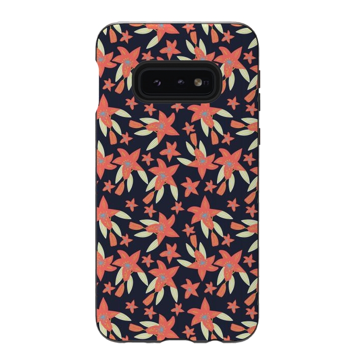 Galaxy S10e StrongFit tiger lily flowers by Lovi Dianti