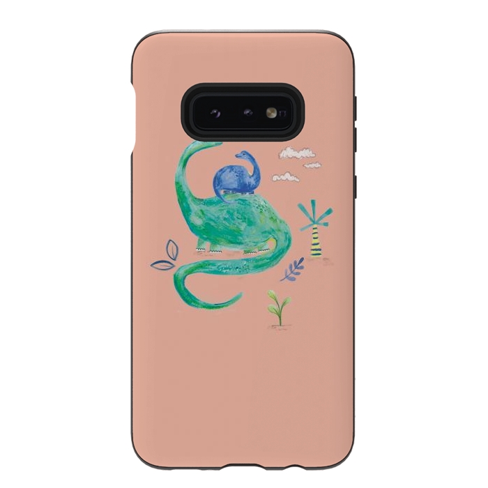 Galaxy S10e StrongFit painted dinosaur  by lauradidthis