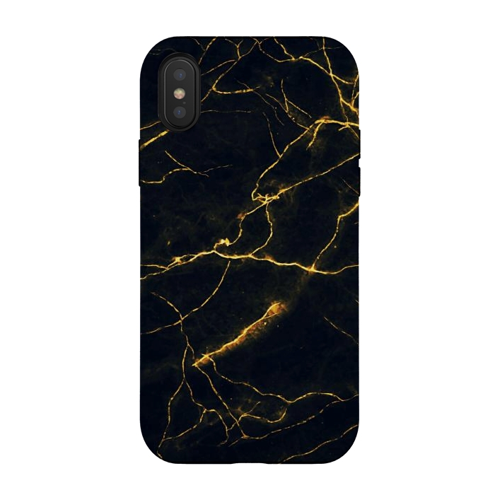 iPhone Xs / X StrongFit Gold & black marble by Jms