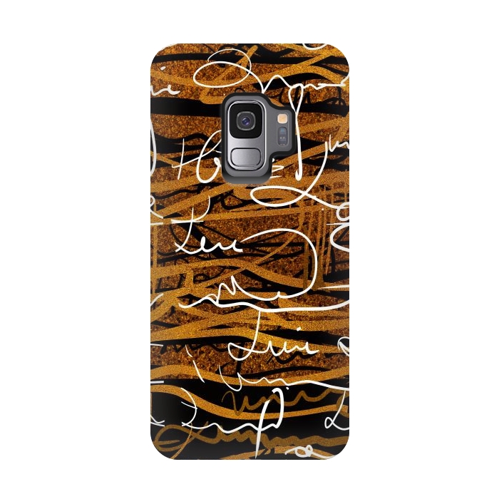 Galaxy S9 StrongFit Gold text writing abstract art case by Josie