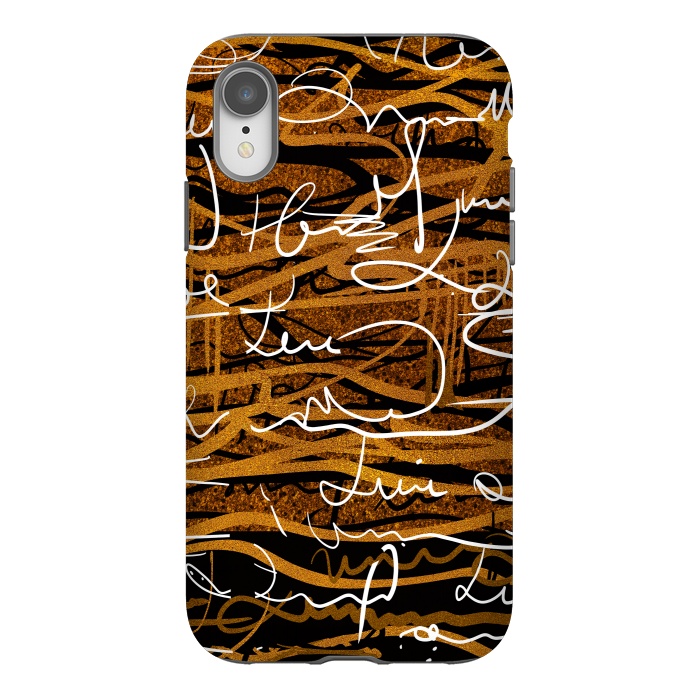 iPhone Xr StrongFit Gold text writing abstract art case by Josie
