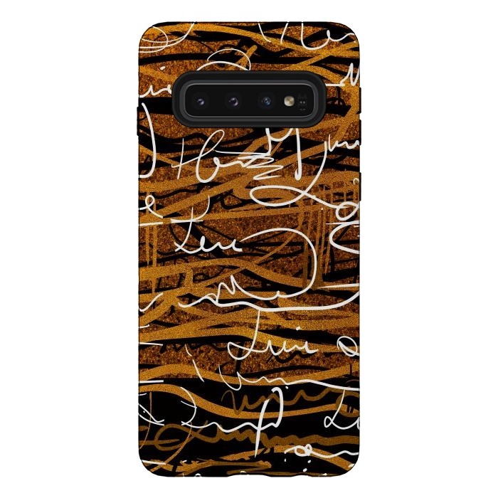 Galaxy S10 StrongFit Gold text writing abstract art case by Josie