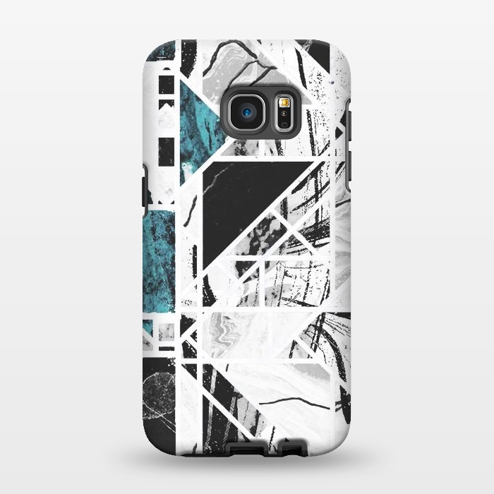 Galaxy S7 EDGE StrongFit Ink brushed marble tiles by Oana 