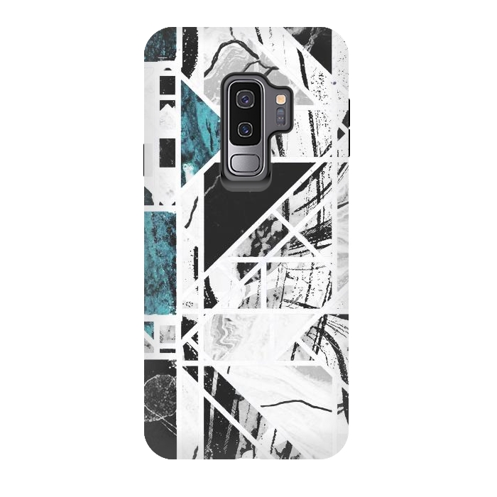 Galaxy S9 plus StrongFit Ink brushed marble tiles by Oana 