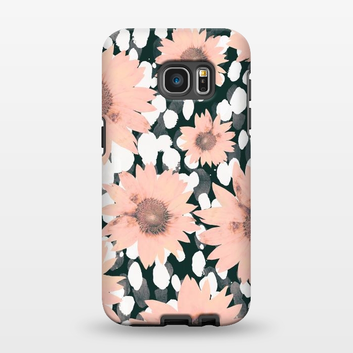 Galaxy S7 EDGE StrongFit Pink flower petals and paint dots by Oana 