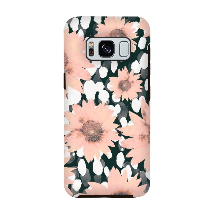 Galaxy S8 StrongFit Pink flower petals and paint dots by Oana 