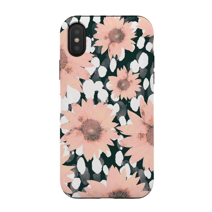 iPhone Xs / X StrongFit Pink flower petals and paint dots by Oana 