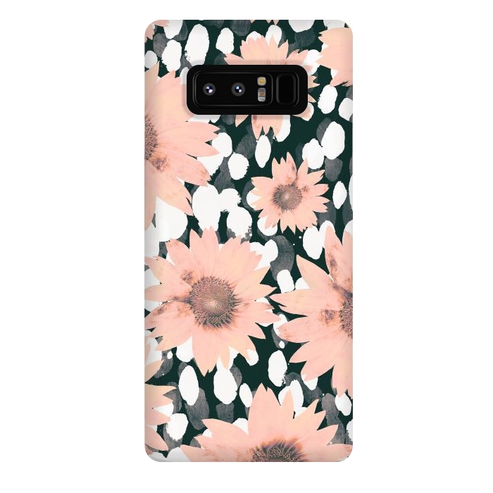 Galaxy Note 8 StrongFit Pink flower petals and paint dots by Oana 