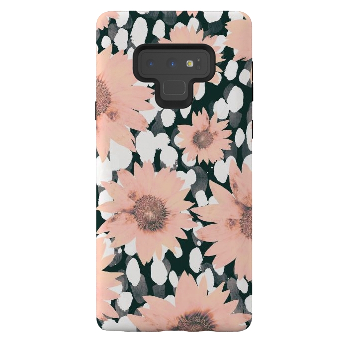 Galaxy Note 9 StrongFit Pink flower petals and paint dots by Oana 