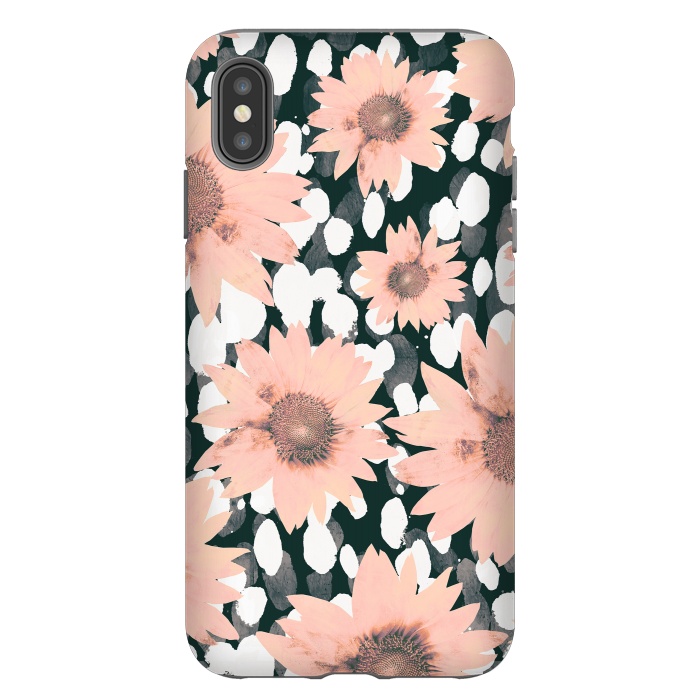 iPhone Xs Max StrongFit Pink flower petals and paint dots by Oana 
