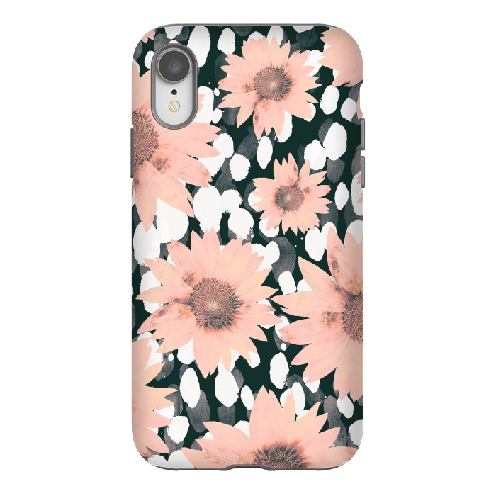 iPhone Xr StrongFit Pink flower petals and paint dots by Oana 