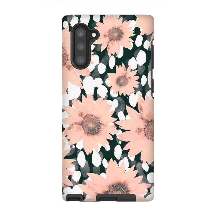 Galaxy Note 10 StrongFit Pink flower petals and paint dots by Oana 