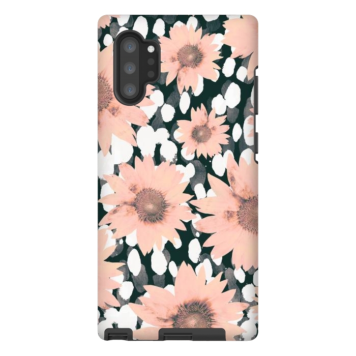 Galaxy Note 10 plus StrongFit Pink flower petals and paint dots by Oana 