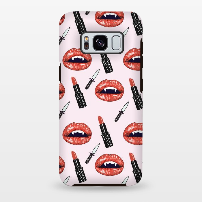 Galaxy S8 plus StrongFit Glampire Vampire Pink Punk Goth Pattern by Luna Elizabeth Art