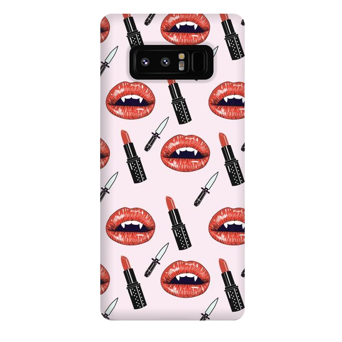 Galaxy Note 8 StrongFit Glampire Vampire Pink Punk Goth Pattern by Luna Elizabeth Art