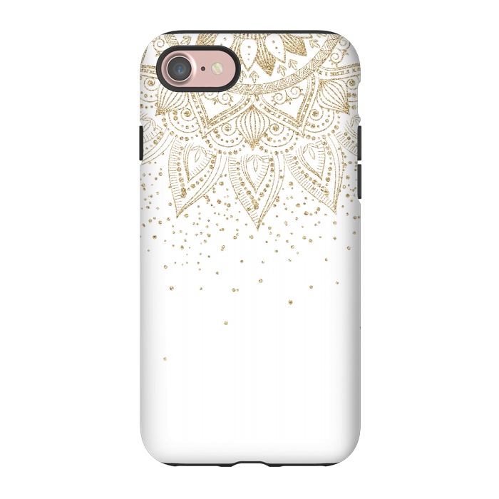 iPhone 7 StrongFit Elegant Gold Mandala Confetti Design by InovArts