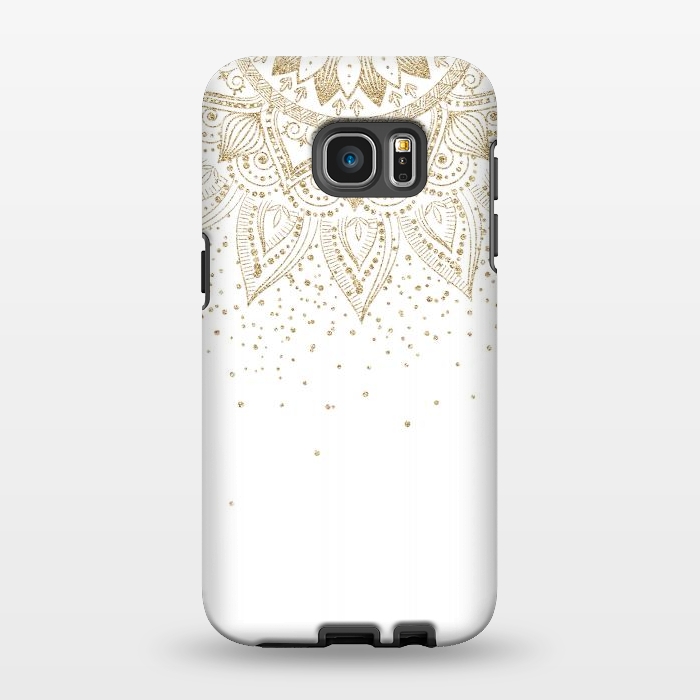 Galaxy S7 EDGE StrongFit Elegant Gold Mandala Confetti Design by InovArts