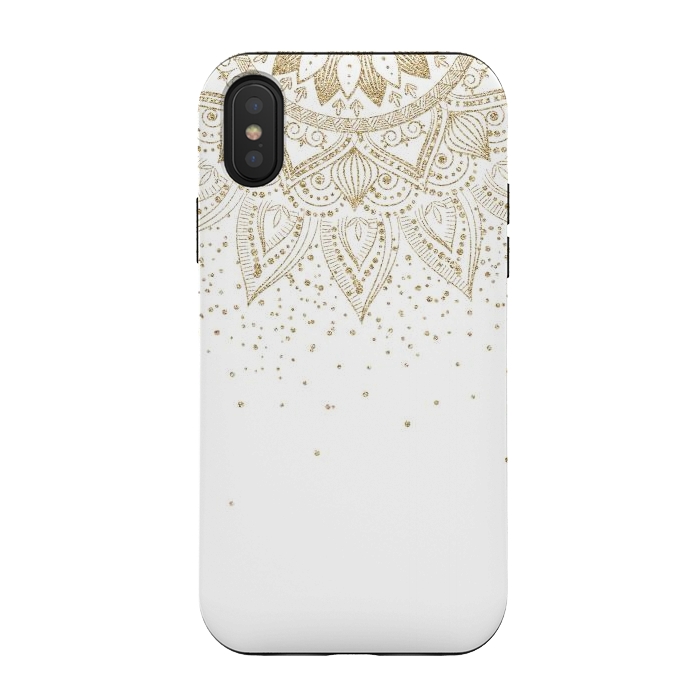 iPhone Xs / X StrongFit Elegant Gold Mandala Confetti Design by InovArts
