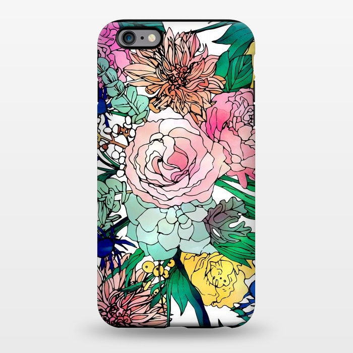 iPhone 6/6s plus StrongFit Stylish Colorful Watercolor Floral Pattern by InovArts