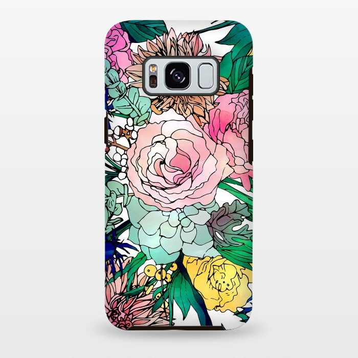 Galaxy S8 plus StrongFit Stylish Colorful Watercolor Floral Pattern by InovArts