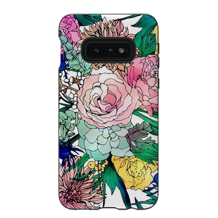 Galaxy S10e StrongFit Stylish Colorful Watercolor Floral Pattern by InovArts