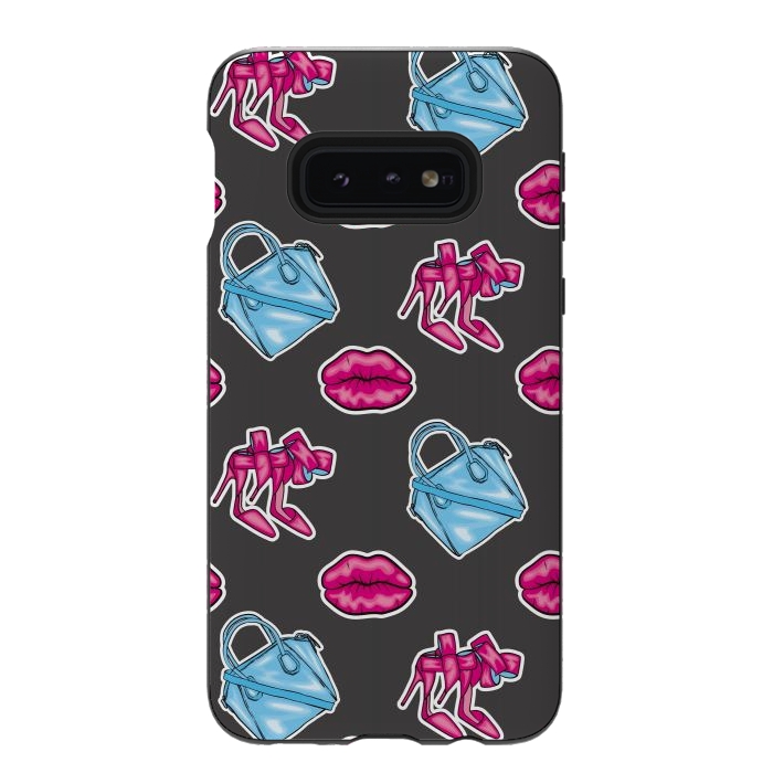 Galaxy S10e StrongFit Beautiful background of the lips shoes and bags by ArtsCase