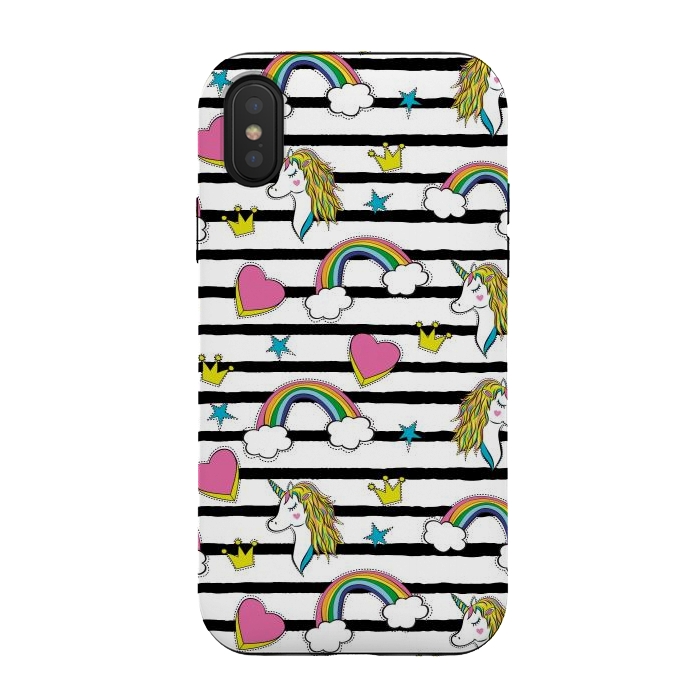iPhone Xs / X StrongFit Unicorns Rainbows and Hearts by ArtsCase