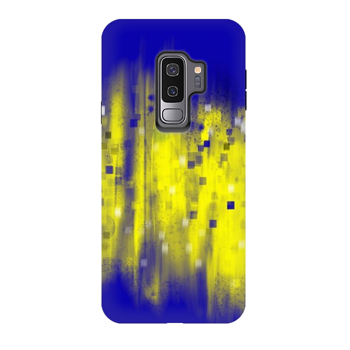 Galaxy S9 plus StrongFit Color blue yellow abstract art by Josie