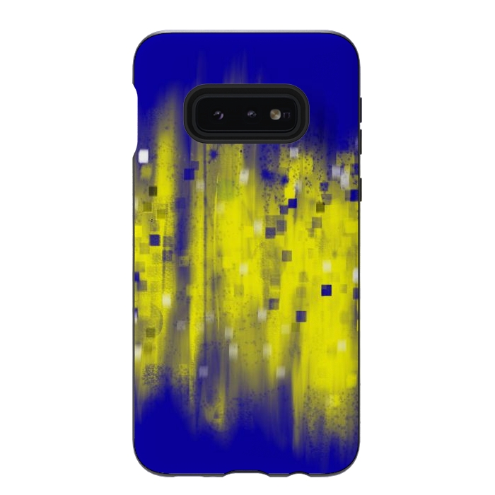 Galaxy S10e StrongFit Color blue yellow abstract art by Josie