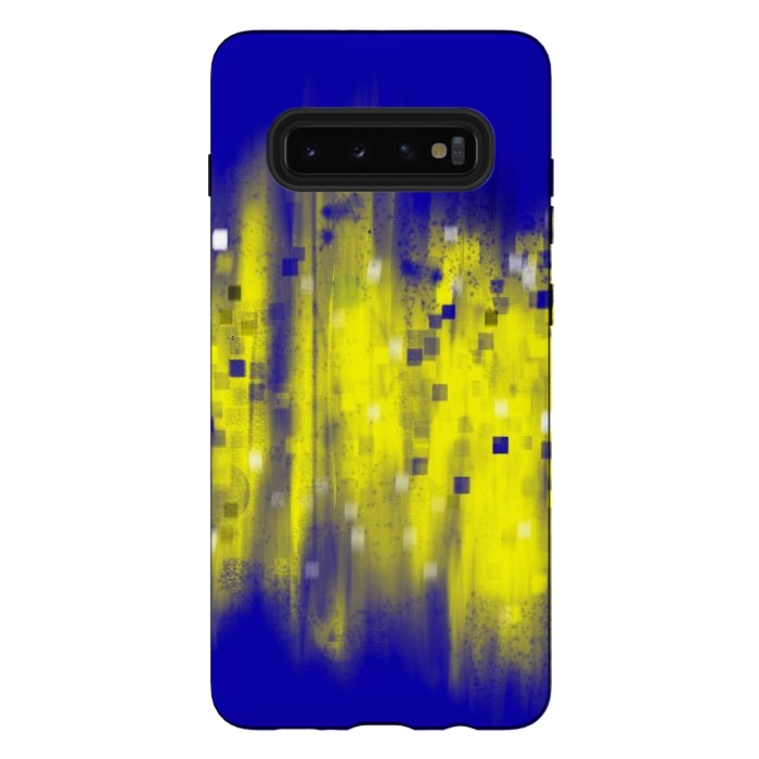 Galaxy S10 plus StrongFit Color blue yellow abstract art by Josie