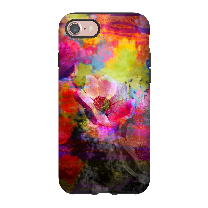 iPhone 7 StrongFit Floral multicolour abstract digital flowers pink by Josie