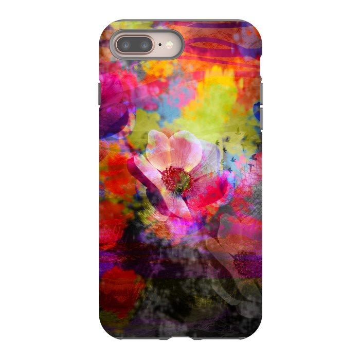 iPhone 7 plus StrongFit Floral multicolour abstract digital flowers pink by Josie