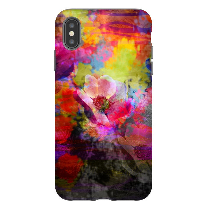 iPhone Xs Max StrongFit Floral multicolour abstract digital flowers pink by Josie
