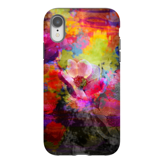 iPhone Xr StrongFit Floral multicolour abstract digital flowers pink by Josie