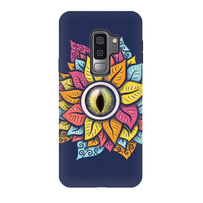 Galaxy S9 plus StrongFit Colorful Reptile Eye Flower Fun Weird Digital Art by Boriana Giormova