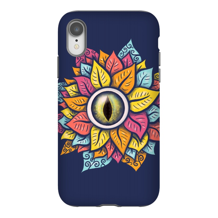 iPhone Xr StrongFit Colorful Reptile Eye Flower Fun Weird Digital Art by Boriana Giormova