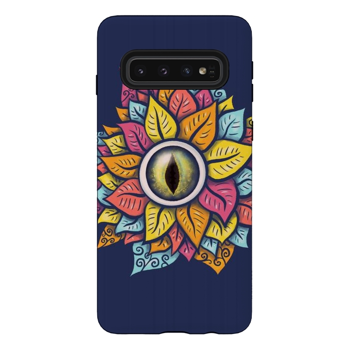 Galaxy S10 StrongFit Colorful Reptile Eye Flower Fun Weird Digital Art by Boriana Giormova