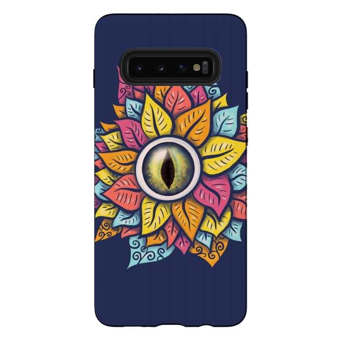 Galaxy S10 plus StrongFit Colorful Reptile Eye Flower Fun Weird Digital Art by Boriana Giormova